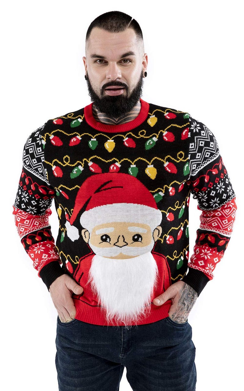 U LOOK UGLY TODAY LED Ugly Christmas Sweater for Men, Unisex Women Xmas Pullover with Light for Party Festive Santa Shine Large - Image 4
